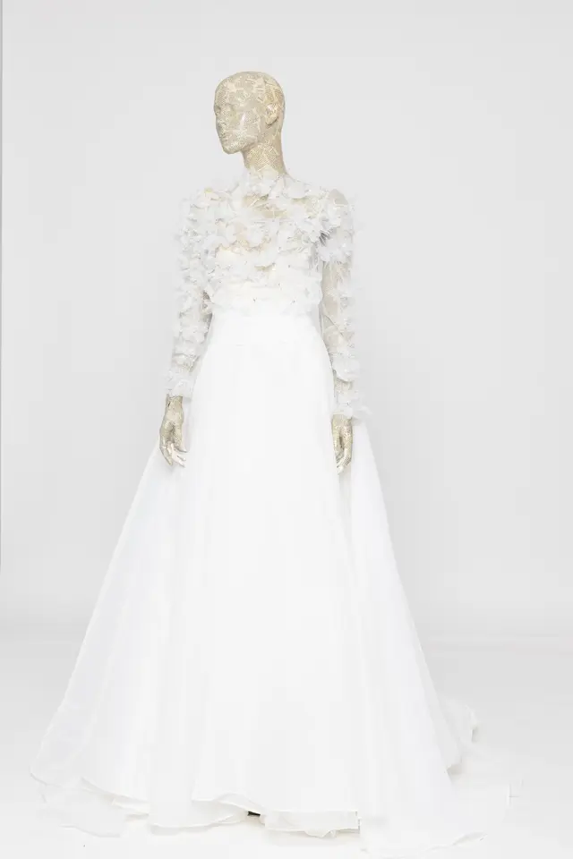 Top a fiori a maniche lunghe e gonna in tulle, Atelier Olesia